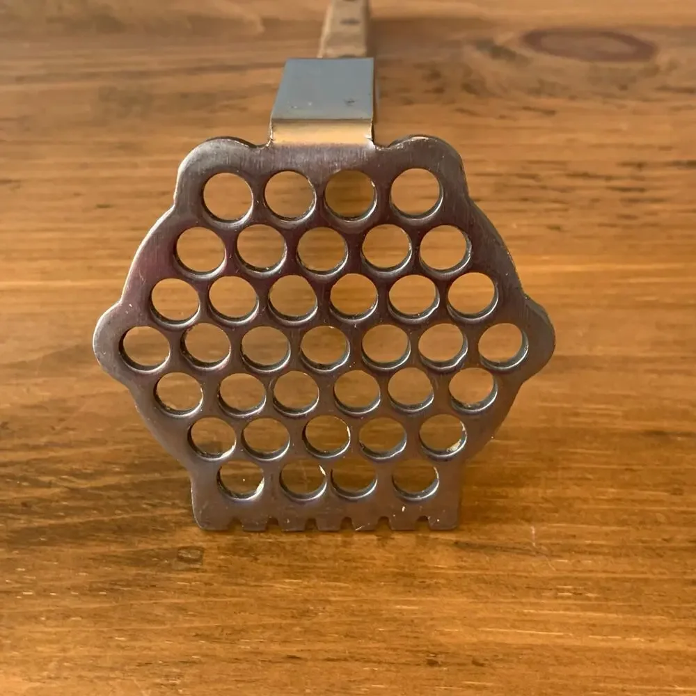 Vtg Vernco Potato Masher Chopper Hexagon Heavy Duty Stainless Wood Japan MCM